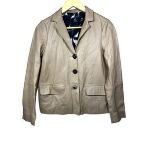 MALIPARMI Women's Reversible Leather Sheepskin Blazer/Jacket Tan Size 42/Small